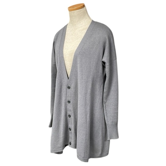 CHAN LUU Sweater Cardigan Lagenlook Flowy Grey Silk Cashmere Button Up One Size - Picture 1 of 14